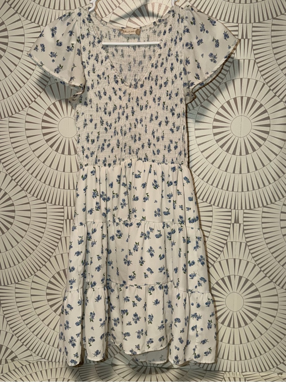 Altar’d State‎ Women’s Smocked Top Mini Dress Blue Floral Print Small